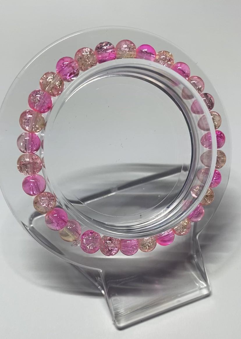 Mini Pink Crackle Bracelet