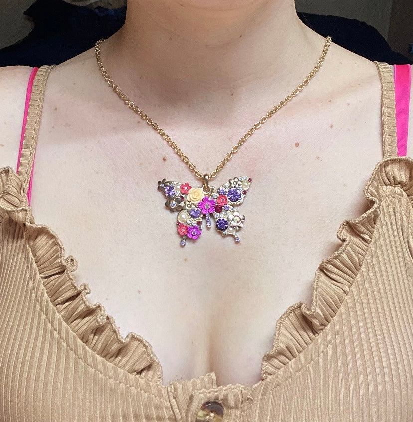 Butterfly Rhinestone Necklace
