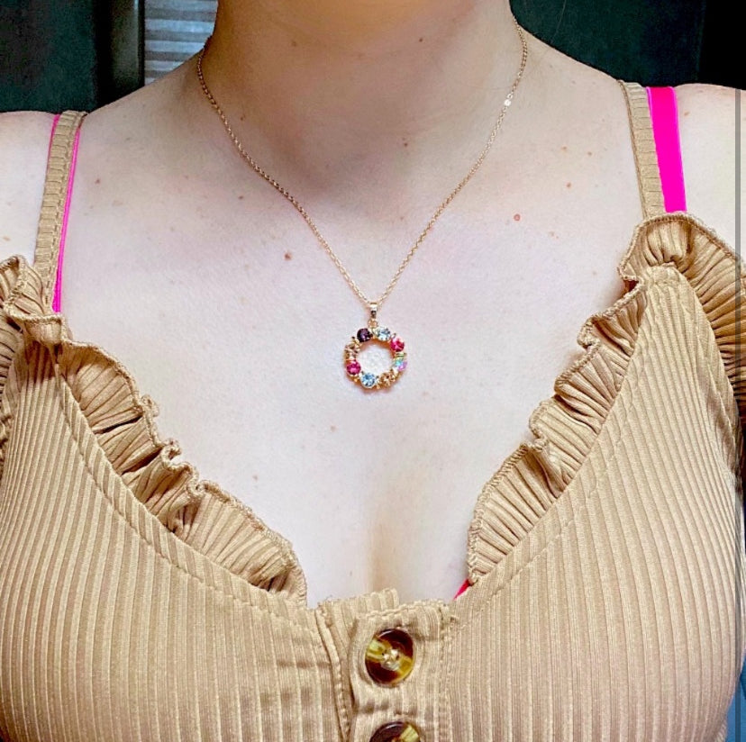 Round Rhinestone Necklace