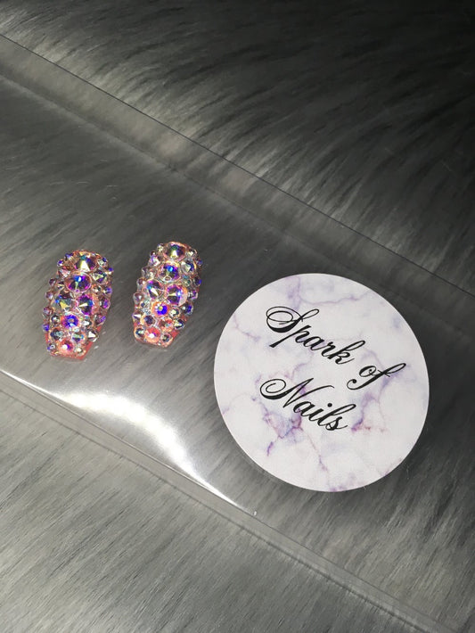 Set of two full Crystal AB accent nails