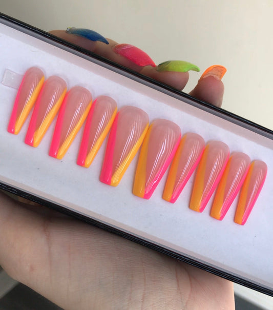 Pink and Yellow French Tip
